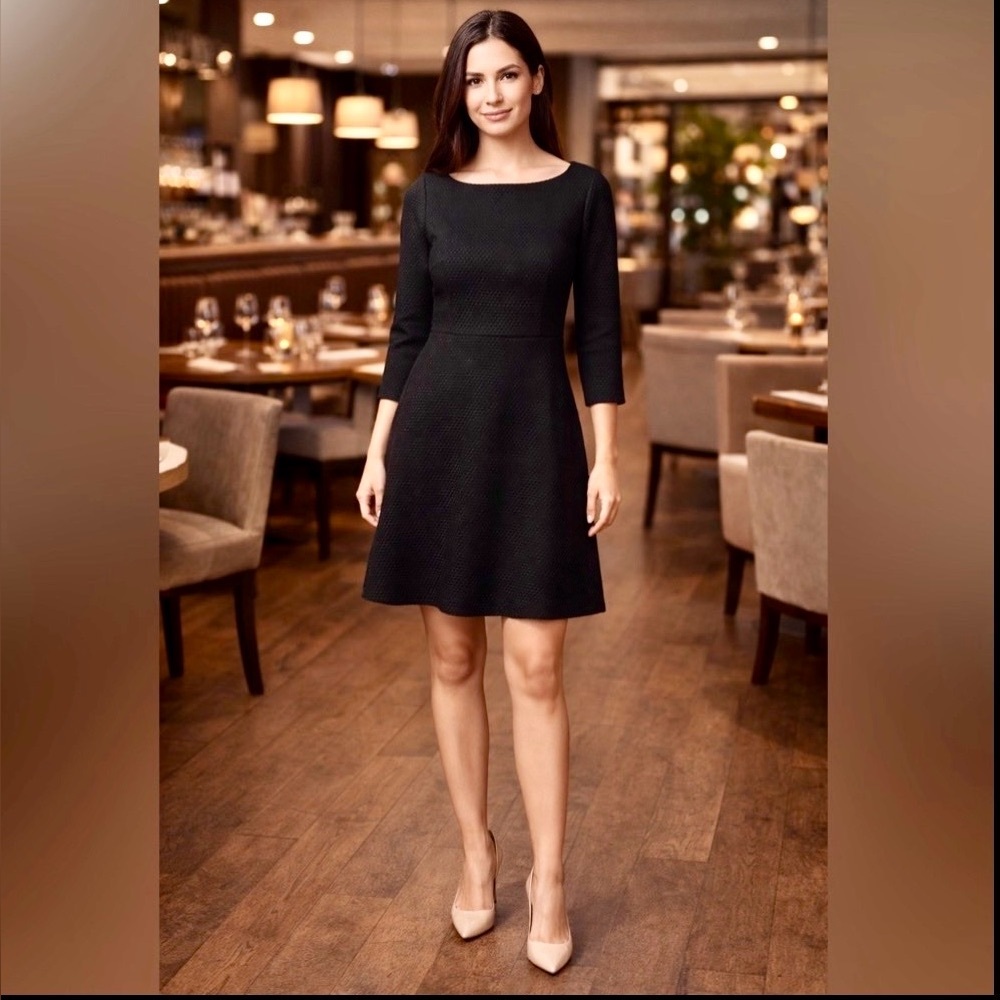 J. Crew Dress Matelasse Boatneck
Sheath Black A-Line 3/4 Sleeves